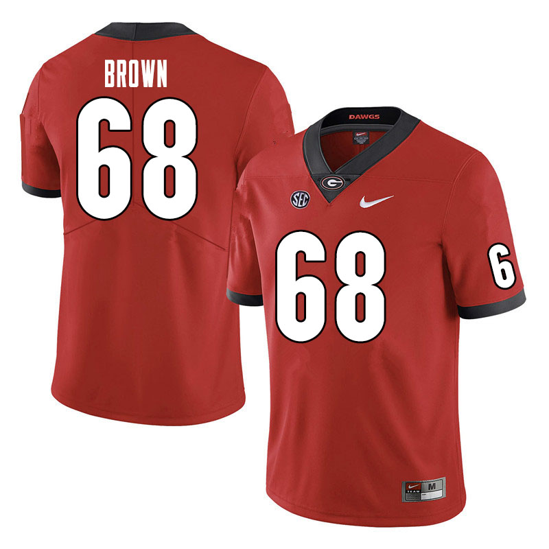 Men #68 Chris Brown Georgia Bulldogs College Football Jerseys Sale-Red